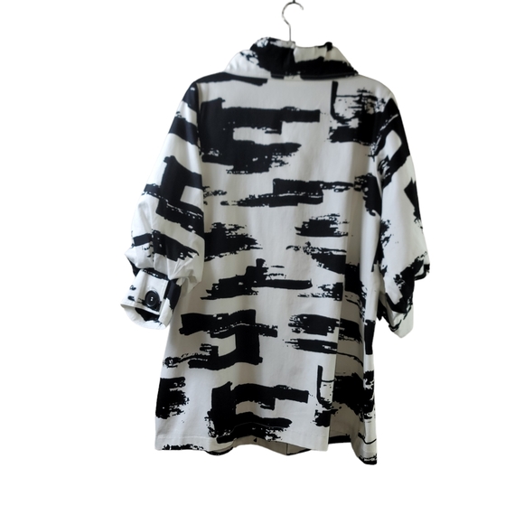 Anthropologie Azel Hazel Black White Swing Blazer Jacket Sz M - Picture 2 of 6